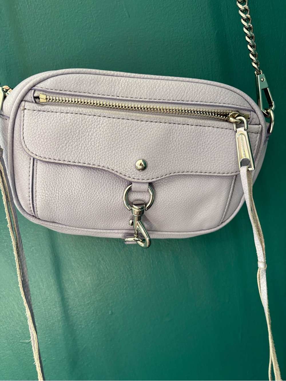 Rebecca Minkoff Lavender Pebbled Leather Crossbody with Silver Hardware